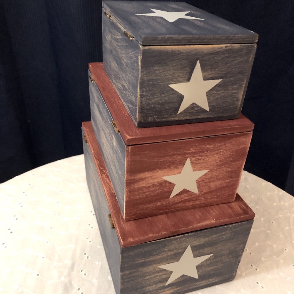 Vintage Americana Patriotic Wooden Boxes - Picture 3 of 16